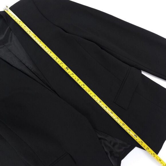 ZARA Crepe Open Front Collarless Blazer Suit Jacket Black Old Money Quiet Luxury - Picture 4 of 9